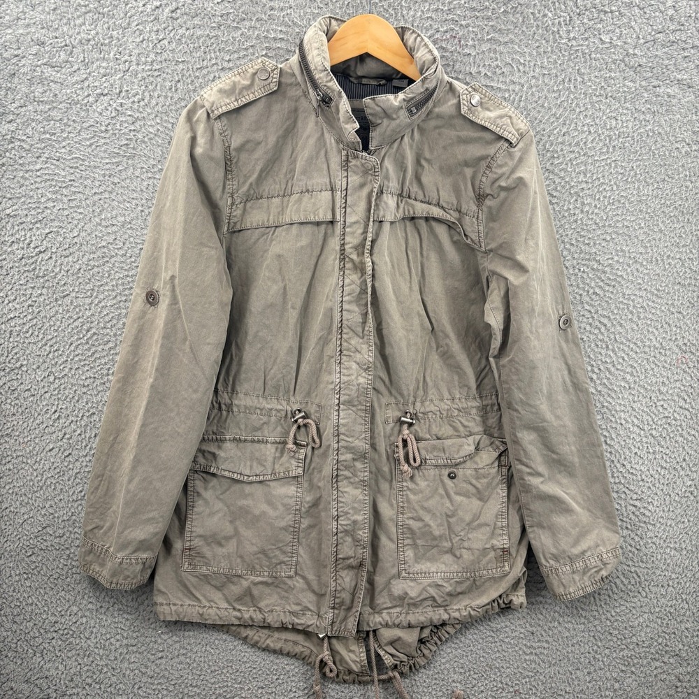 Levi Strauss Field Jacket Women Medium Gray Utility Military Hooded Outdoor